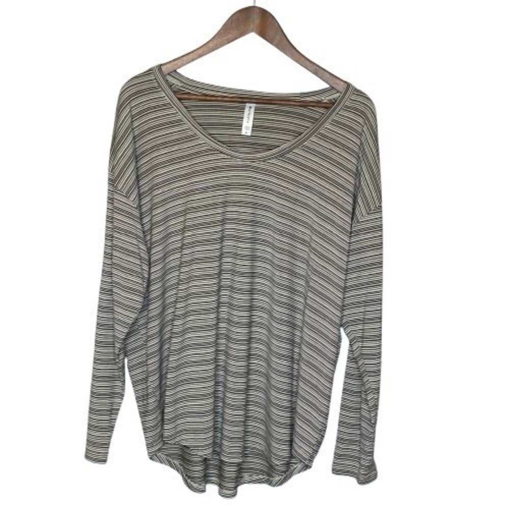 Athleta Womens Cloudlight Stratus Stripe Long Sleeve Top Size XL Athleisure Yoga